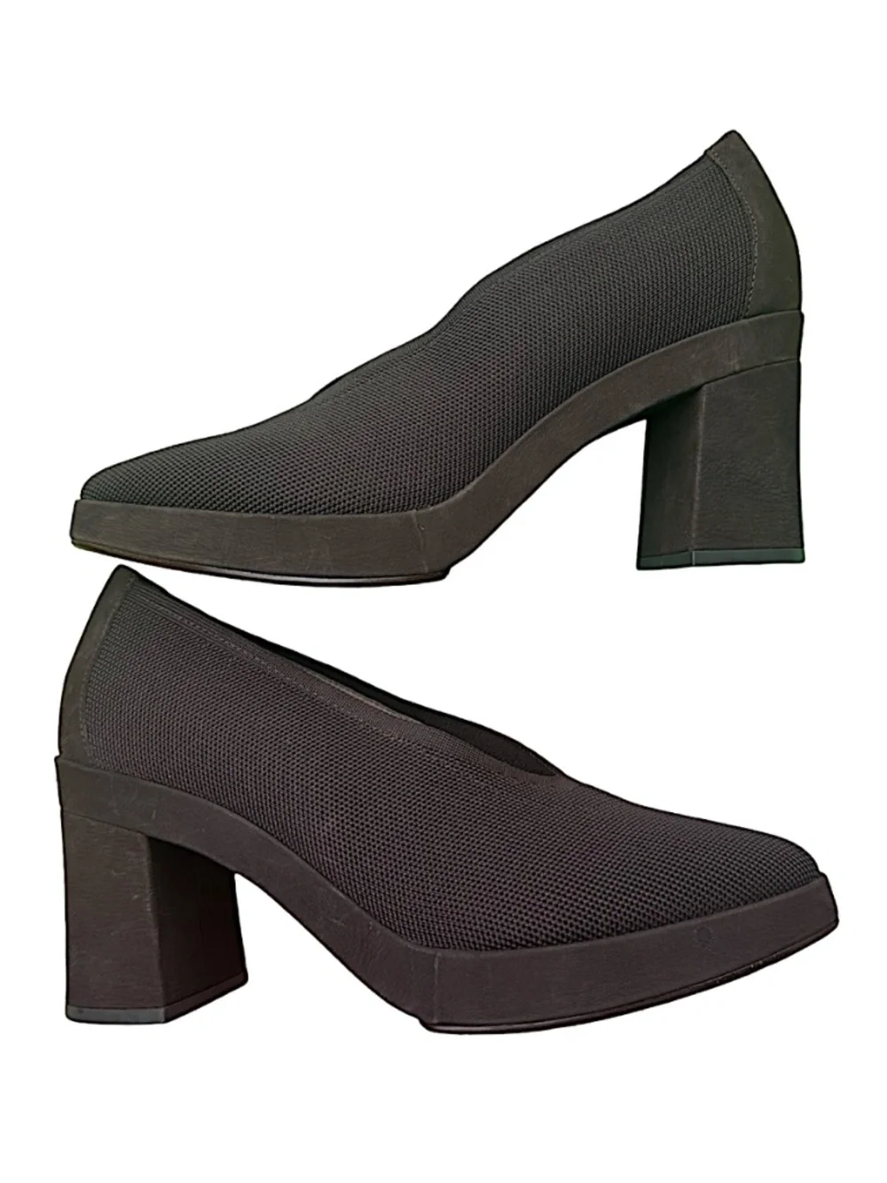 EILEEN FISHER Signy Knit Brown Pumps Shoes Size 10M Slip On Stretch Block Heel
